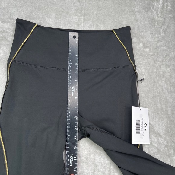 Zyia Light N Tight Leggings Women 6-8 Black Gold Reflective Hi- Rise 7/8 24" New - Picture 7 of 10